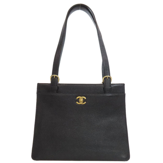 CHANEL Tote Bag Grained Calfskin Skin black COCO Mark Gold Metal
