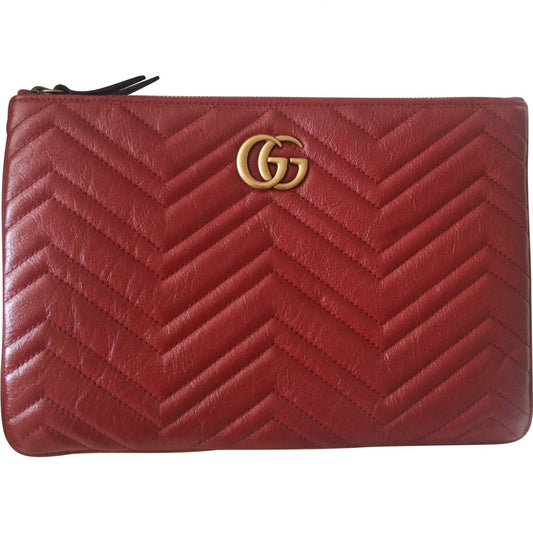 Gucci marmont red leather clutch bag