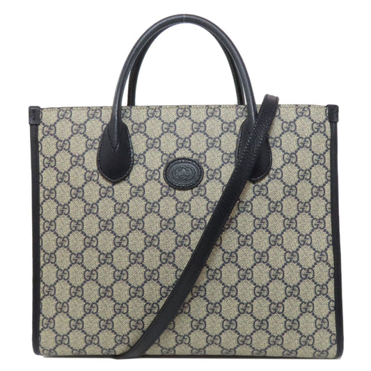GUCCI Tote Bag 659983 PVC Navy GG Supreme 2WAY