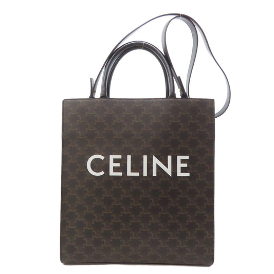 CELINE Handbag PVC Brown Vertical Cabas Triomphe 2WAY