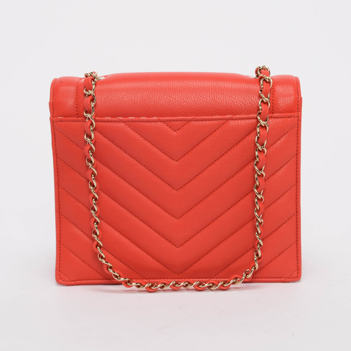Chanel Red Chevron Calfskin Small Envelope Flap Bag