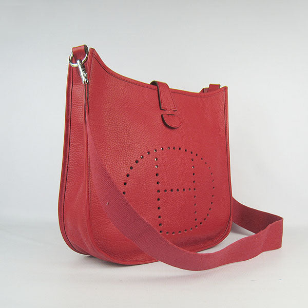 Luxury Hermes Evelyne I handbag H6309 red silver