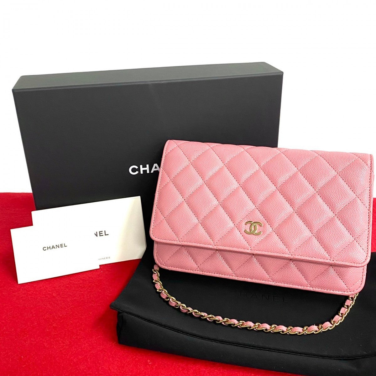CHANEL Shoulder Bag leather pink Matrasse Caviar skin Women