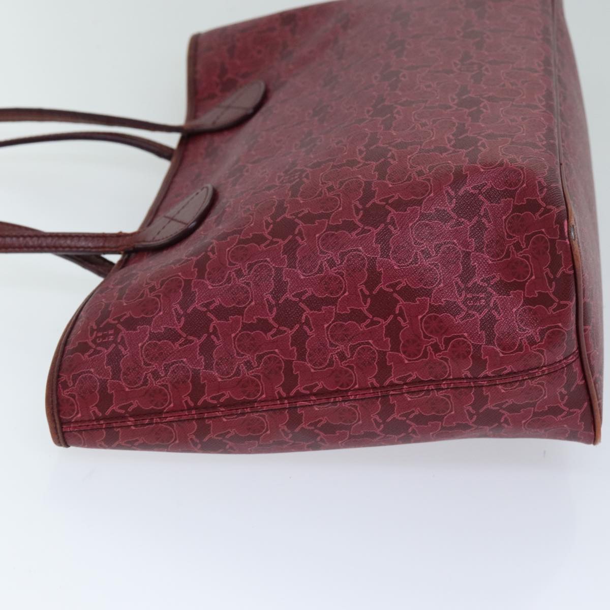 Luxury CELINE Horse Carriage Macadam Canvas Tote Bag PVC Leather Bordeaux  76141