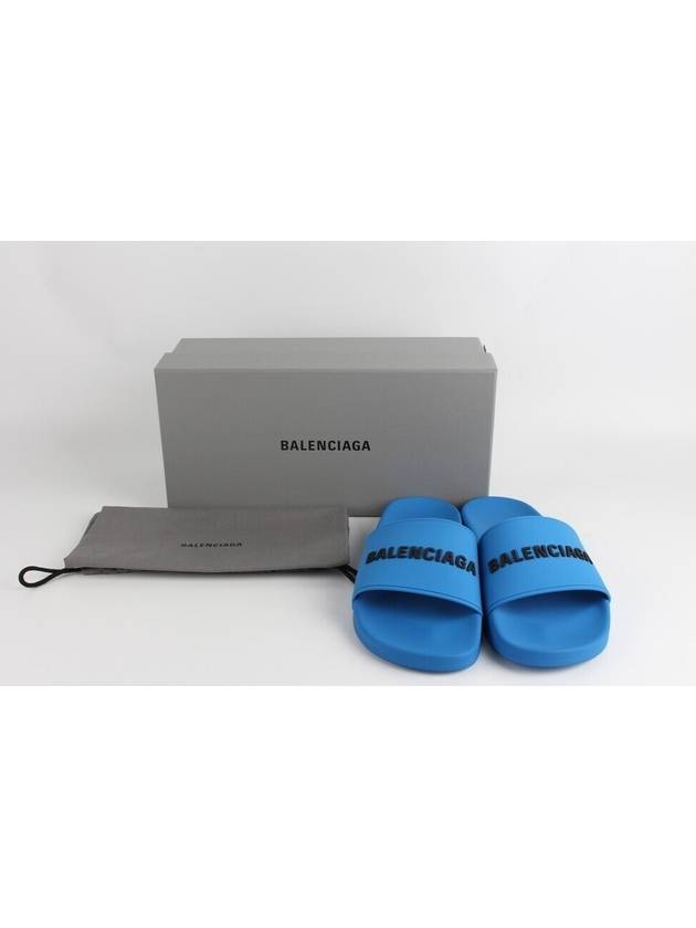 Luxury Balenciaga Trending 2026 logo slippers blue 40 250