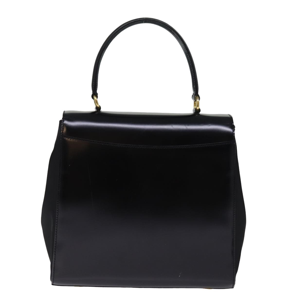 Luxury CELINE Hand Bag Patent leather 2way Black  76412