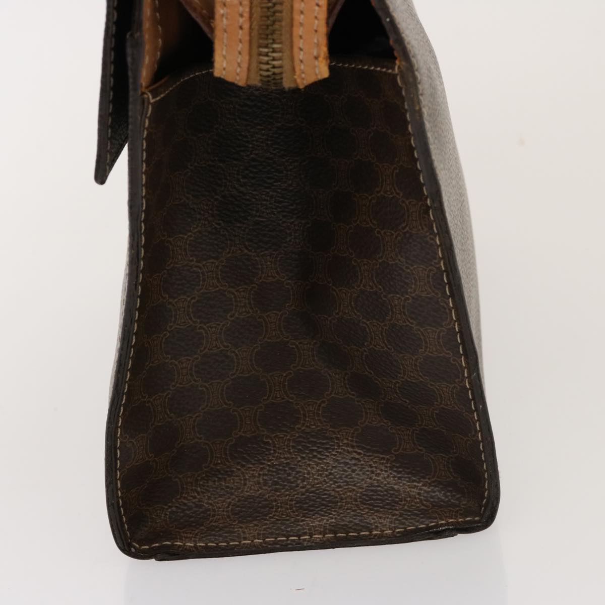 Luxury CELINE Macadam Canvas Hand Bag PVC Leather Brown  76413