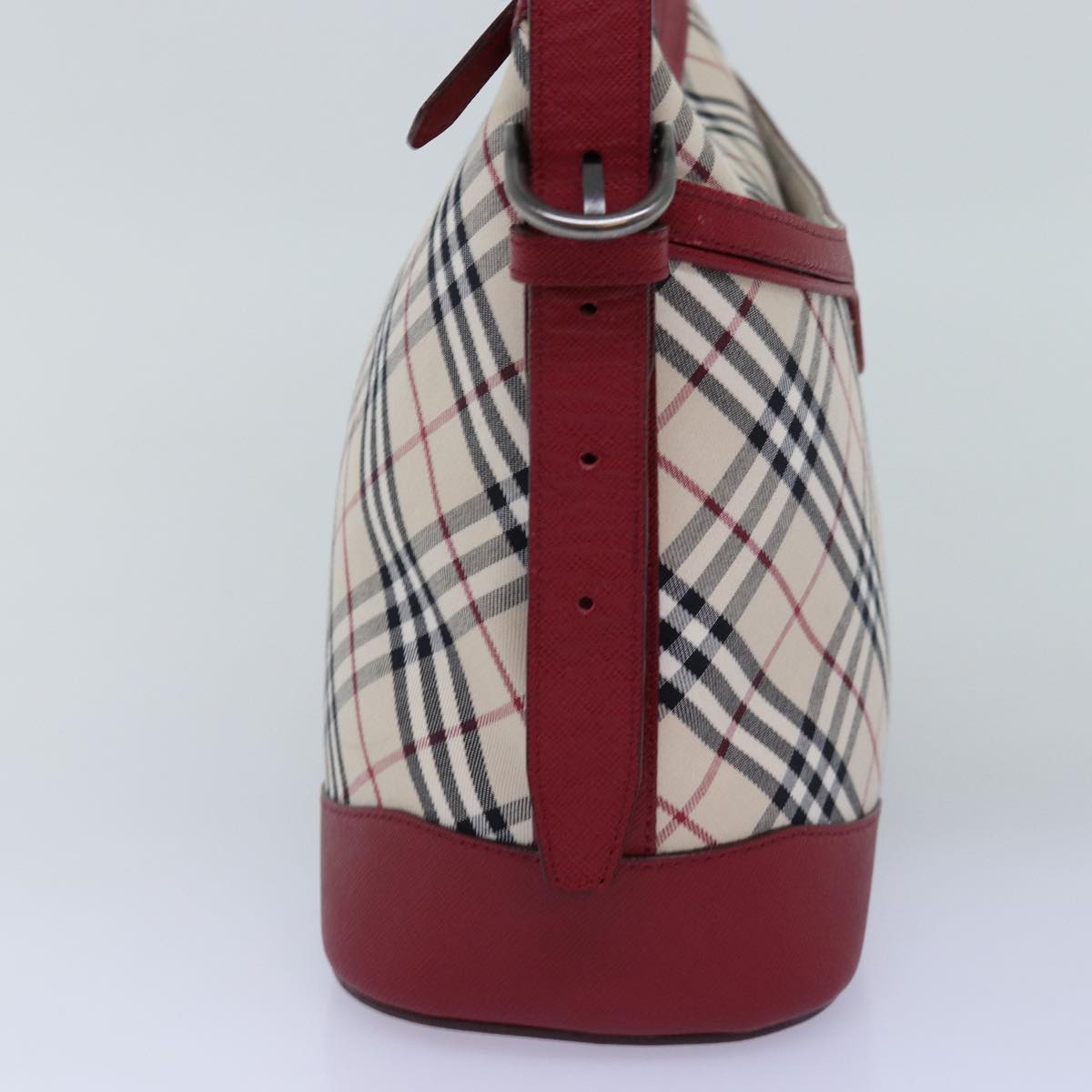 Luxury Burberry Nova Check Shoulder Bag Canvas Red Auth 76480
