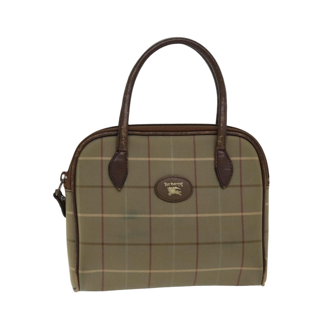 Luxury BurberrySs Nova Check Hand Bag Canvas Beige Auth 76501