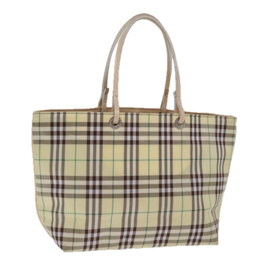 Luxury Burberry Nova Check Tote Bag Nylon Beige Auth 76851