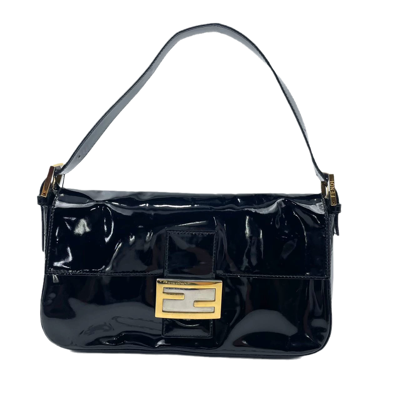 Fendi Baguette Black Patent Leather with Gold Hardware