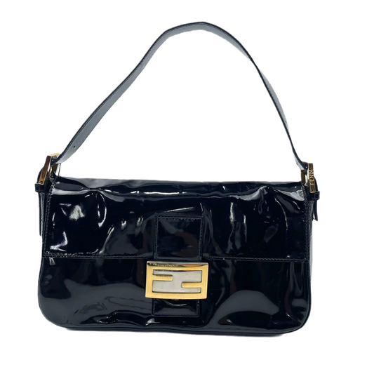 Fendi Baguette Black Patent Leather with Gold Hardware
