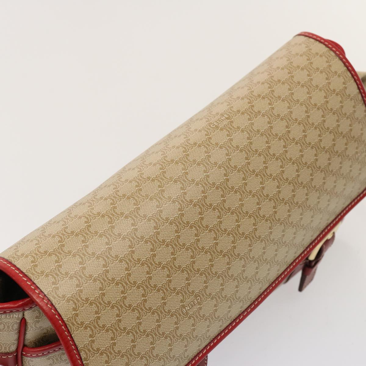 Luxury CELINE Macadam Canvas Shoulder Bag Beige  76998