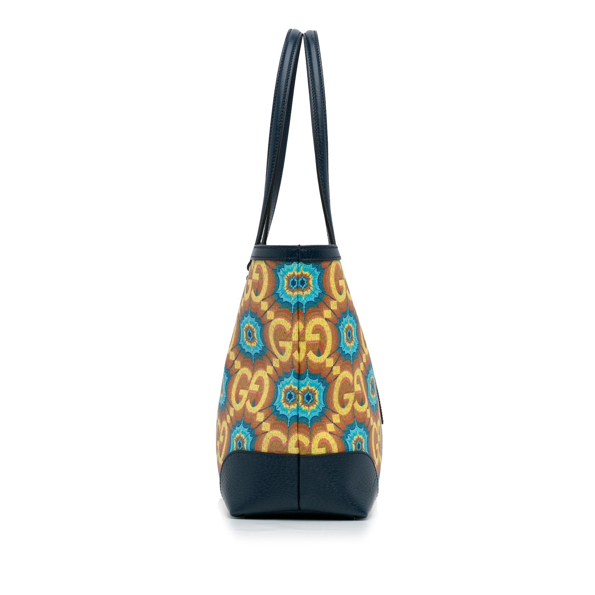 Gucci Ophidia Blue Leather Canvas Tote