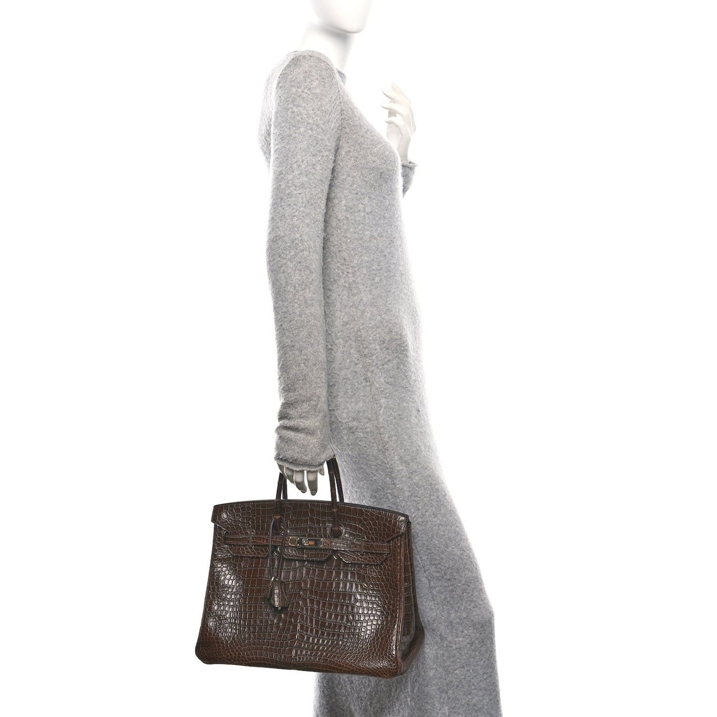 Hermes Shiny Porosus Crocodile Birkin 35 Havane