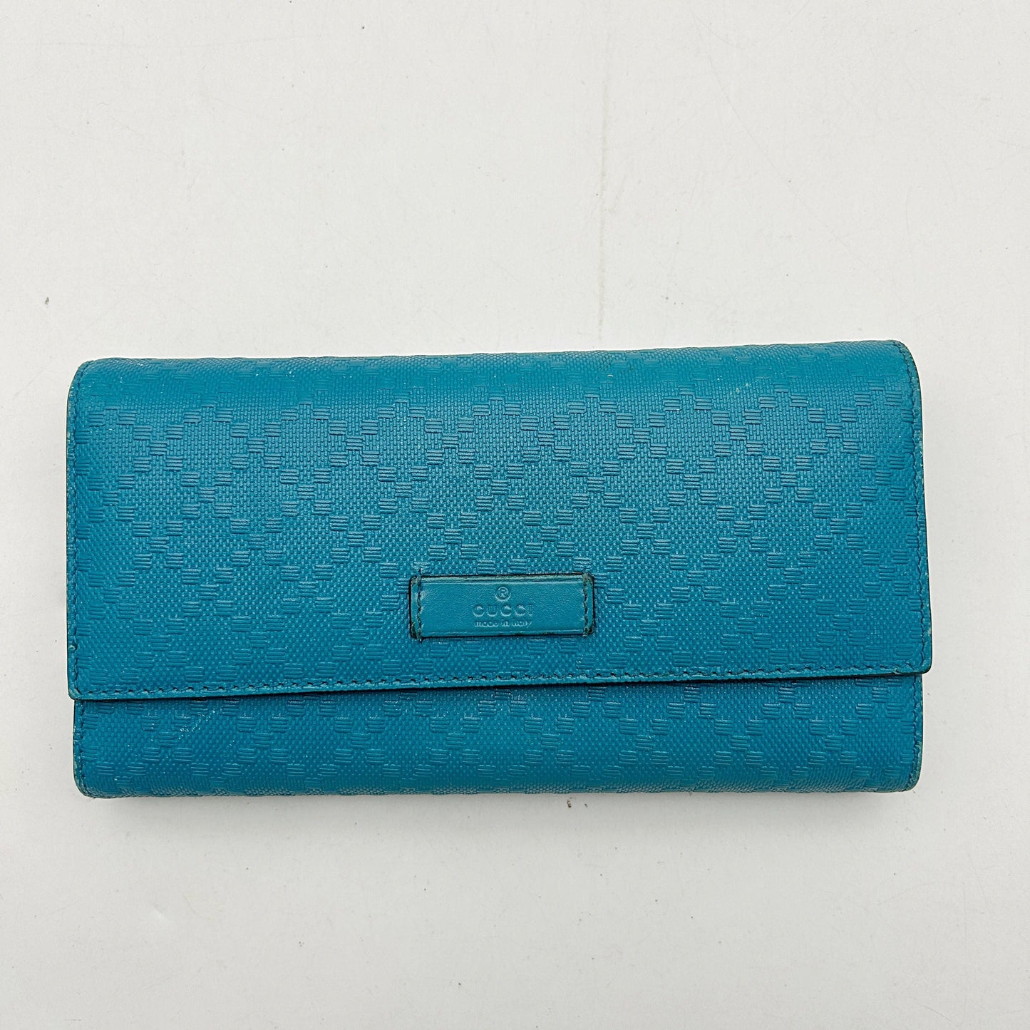 Gucci Blue Turquoise Diamante Leather Flap Continental Wallet gu0109uy