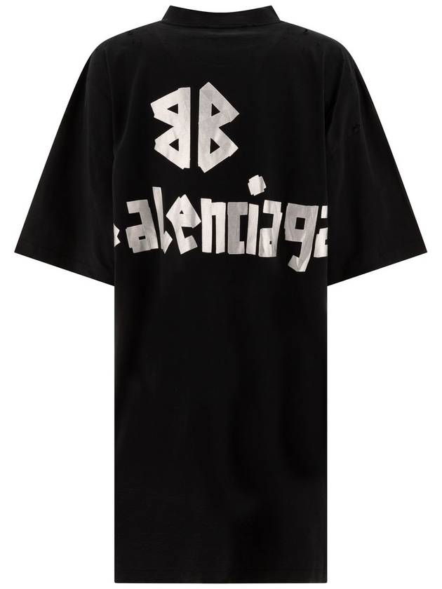Luxury Balenciaga Trending 2026 Logo Print T-Shirt Short Dress Black
