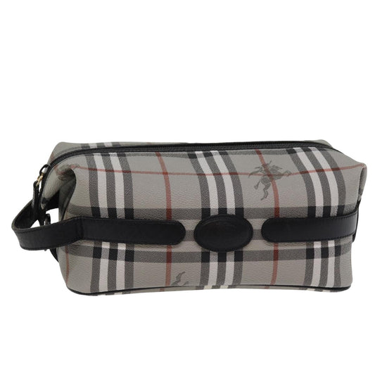 Luxury BurberrySs Nova Check Clutch Bag PVC Gray Auth 77007