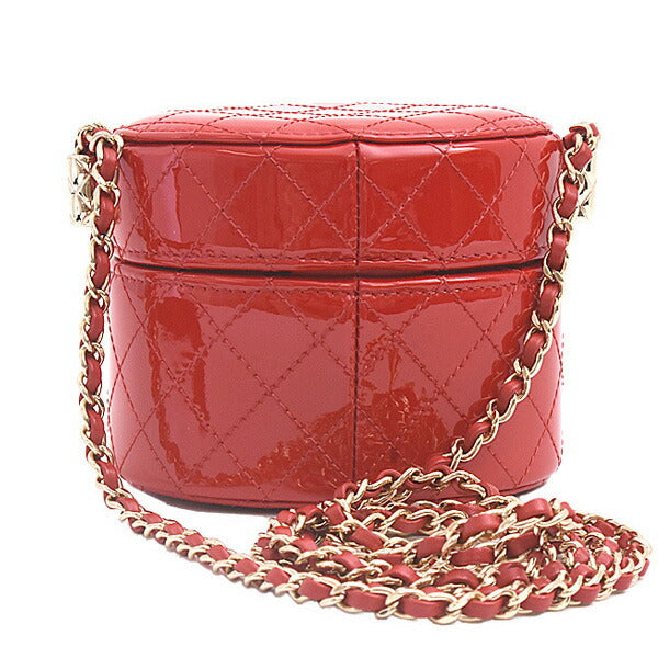 Chanel Patent Leather Matelassé Mini Chain Vanity Shoulder Bag Classic Flap