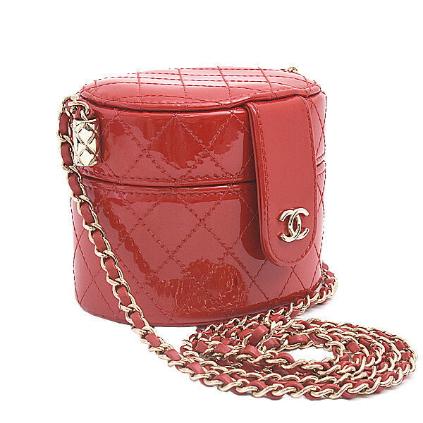 Chanel Patent Leather Matelassé Mini Chain Vanity Shoulder Bag Classic Flap