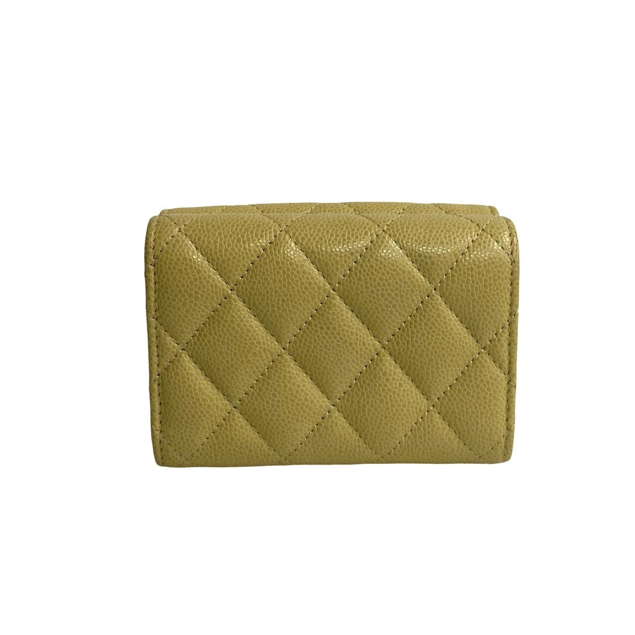CHANEL Tri-fold wallet leather beige Matrasse Caviar skin Women