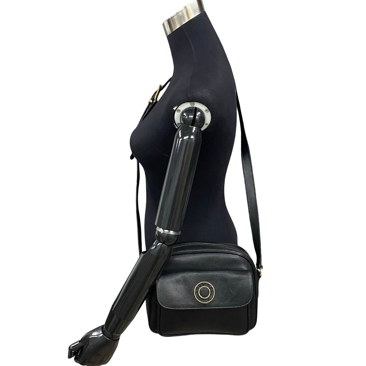 CELINE Shoulder Bag leather black Circle logo Women(Unisex)