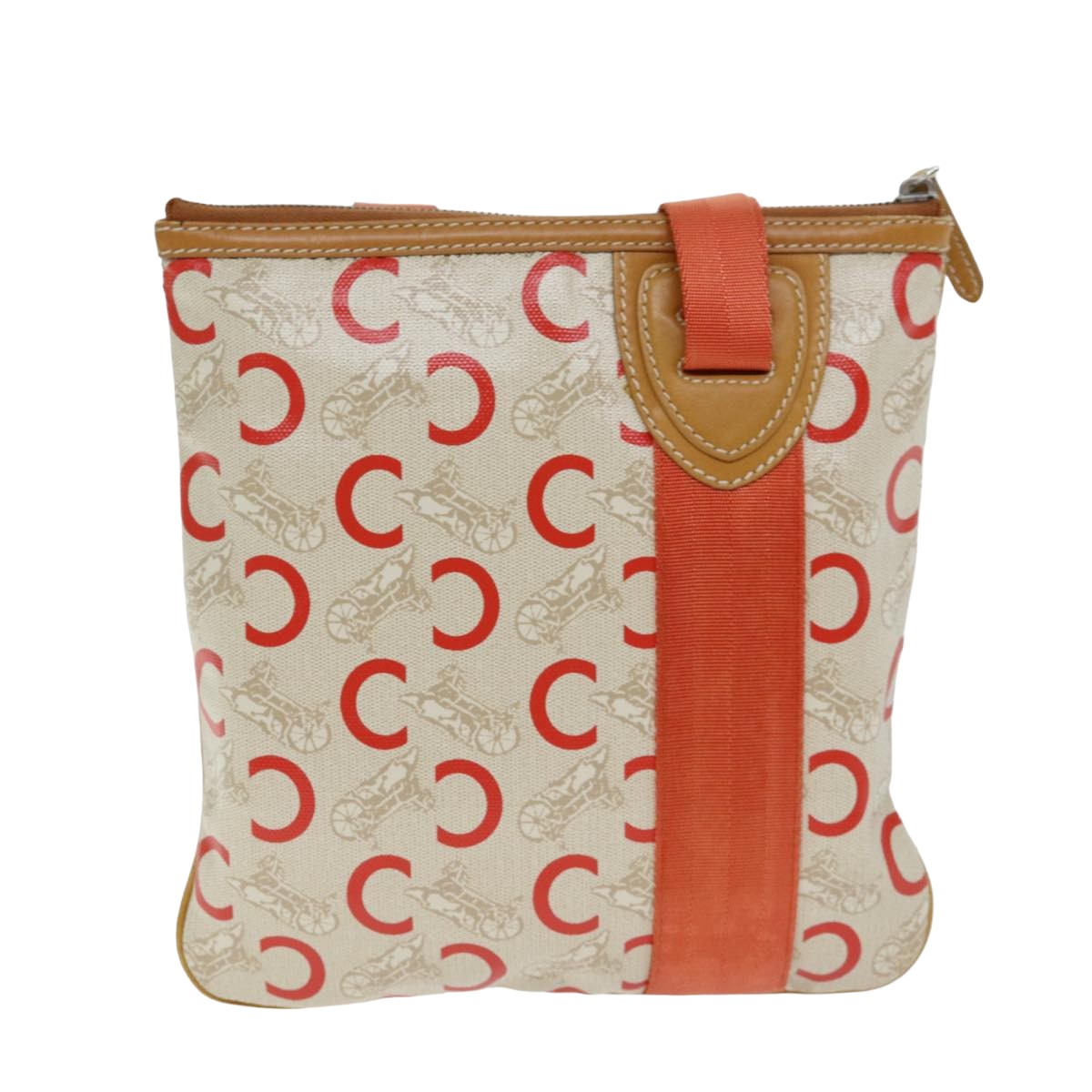Luxury CELINE C Macadam Canvas Shoulder Bag Orange  77327