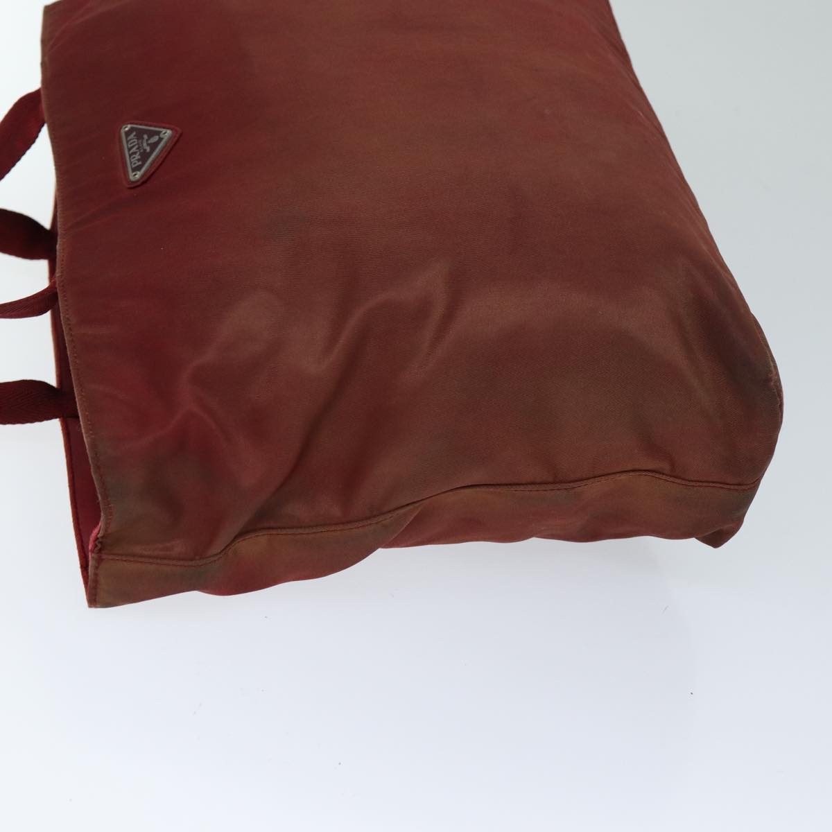PRADA Hand Bag Nylon Red Auth 77352