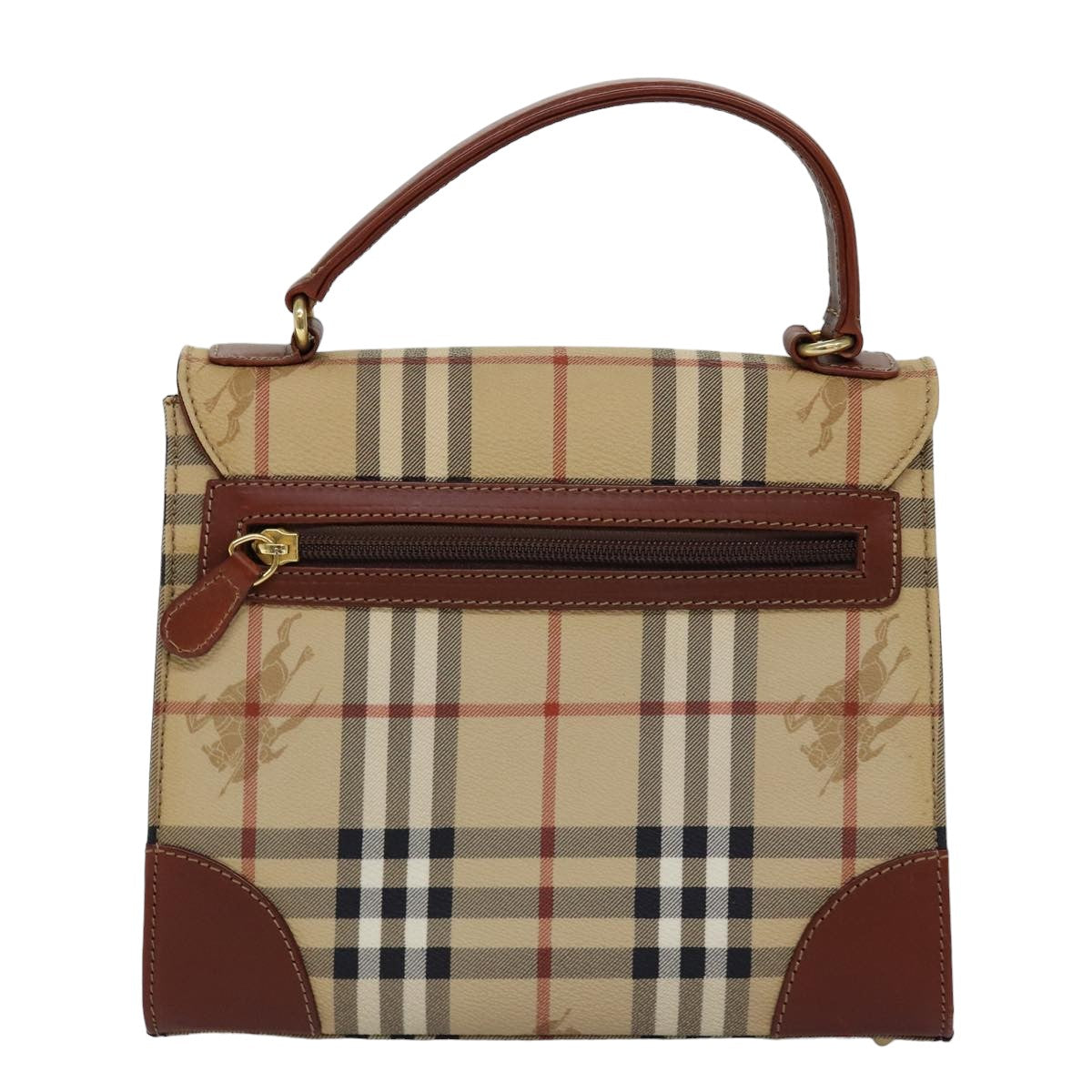 Luxury BurberrySs Nova Check Hand Bag PVC 2way Beige Auth 77376