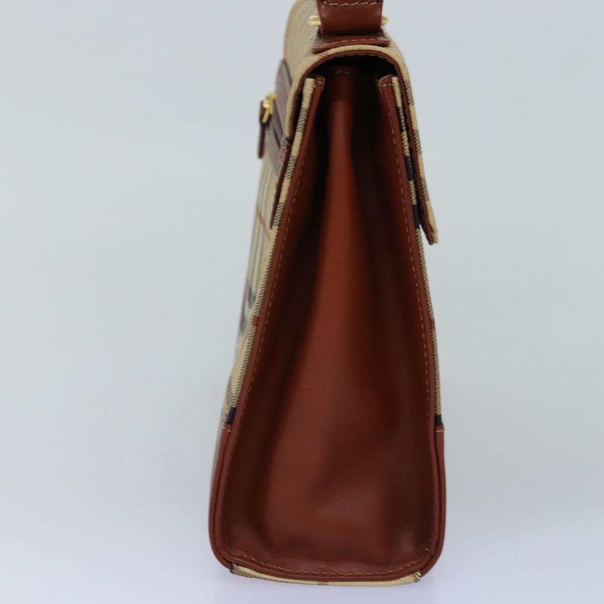 Luxury BurberrySs Nova Check Hand Bag PVC 2way Beige Auth 77376