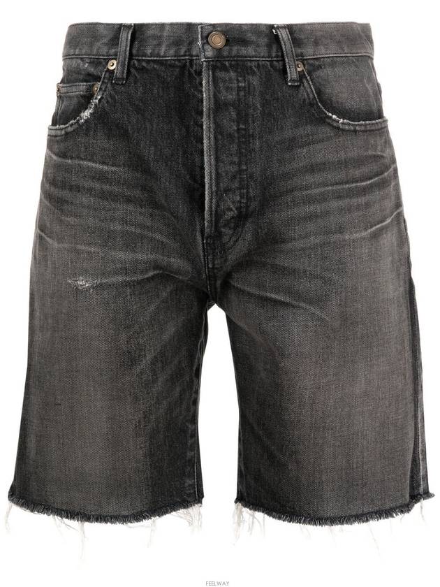 Luxury Saint Laurent Trending 2025 Washing Denim Bermuda Shorts Grey