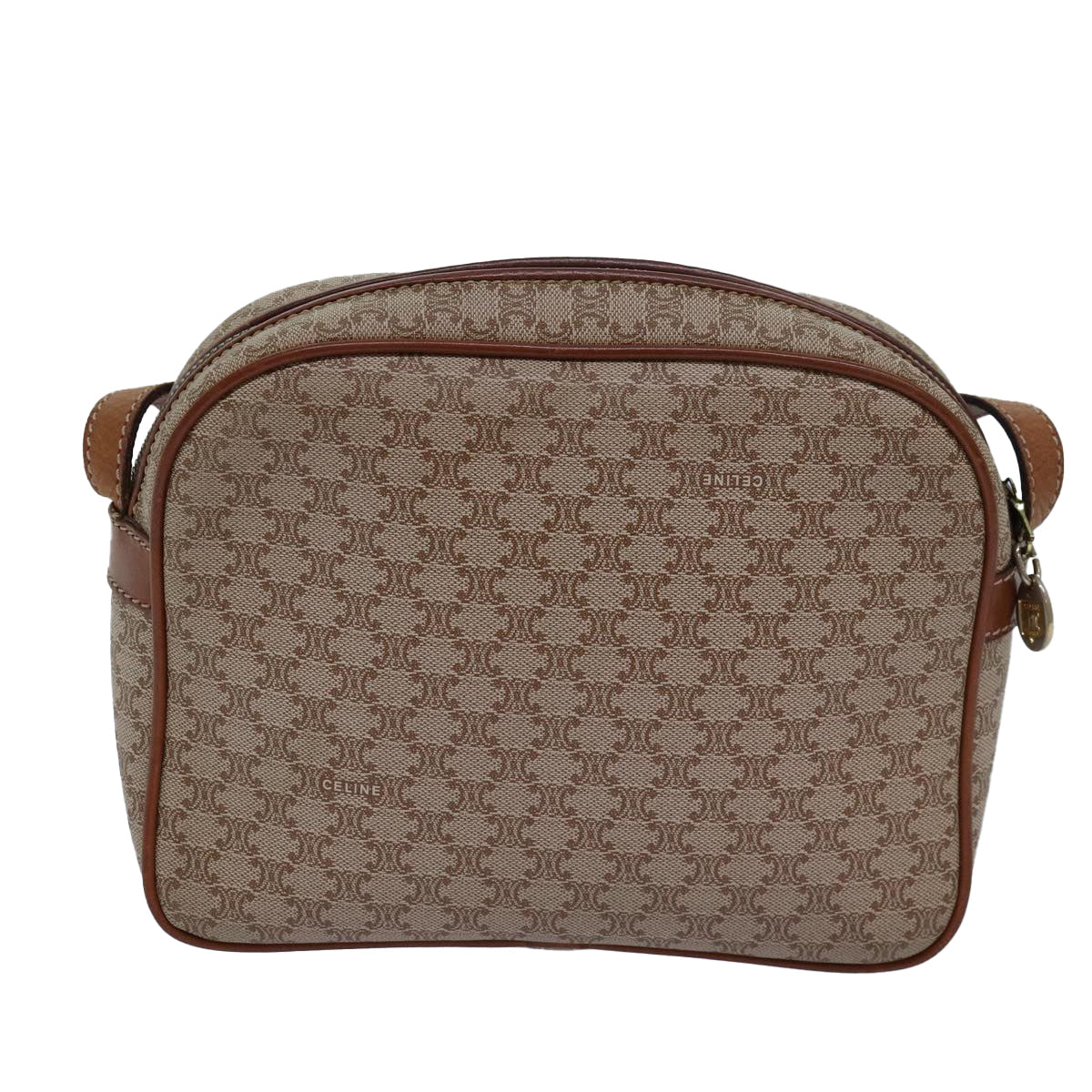 Luxury CELINE Macadam Canvas Shoulder Bag Beige  77624