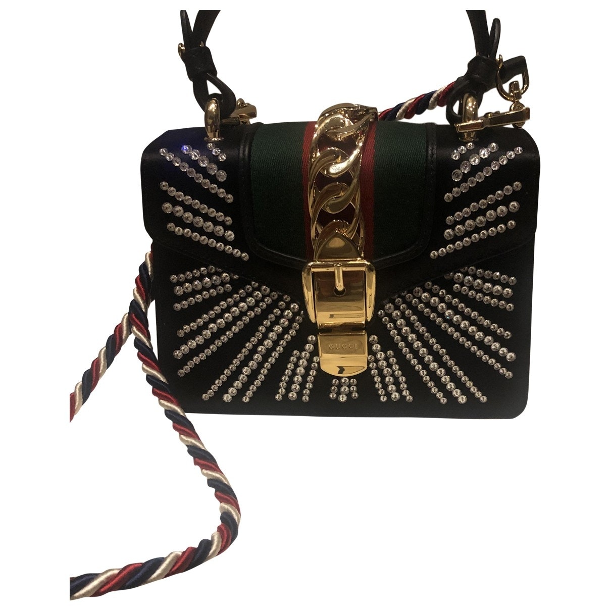 Gucci sylvie black cloth handbag