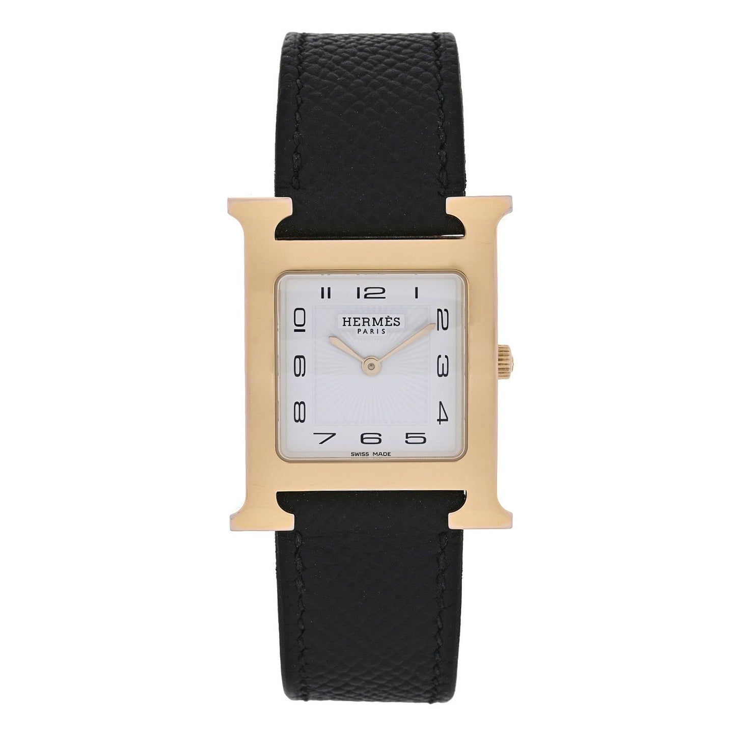 Hermes Stainless Steel Epsom 26mm Heure H Hour Quartz Watch Noir