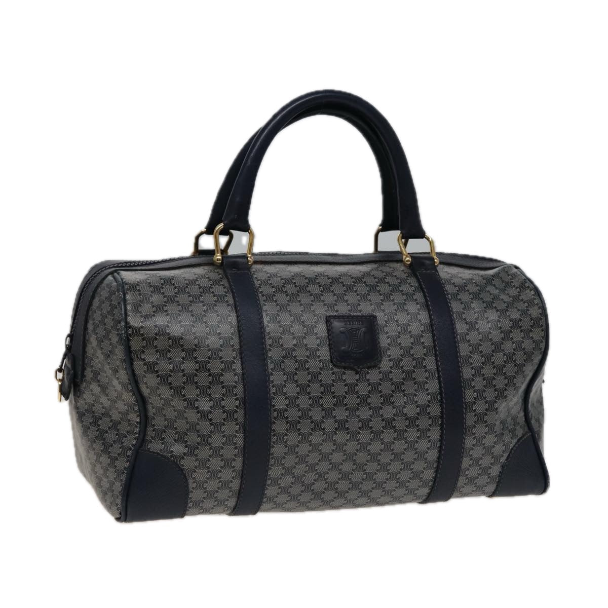 Luxury CELINE Macadam Canvas Boston Bag Navy  77711