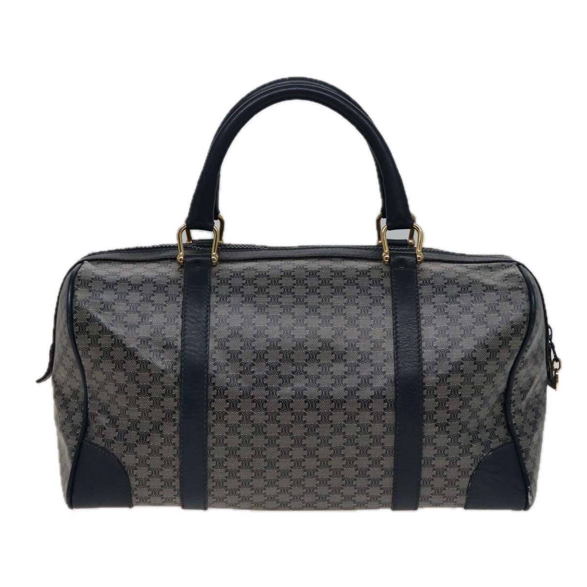 Luxury CELINE Macadam Canvas Boston Bag Navy  77711