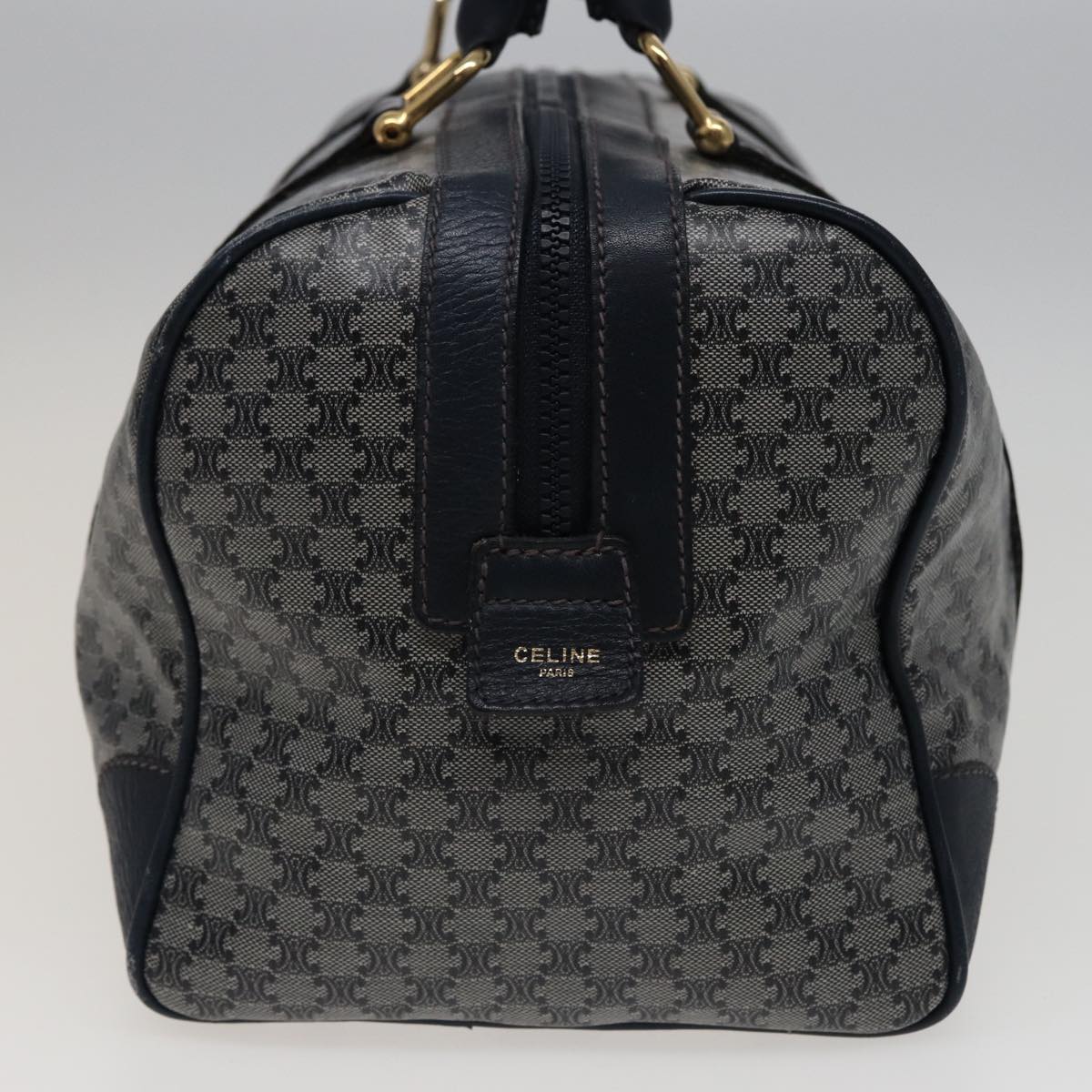 Luxury CELINE Macadam Canvas Boston Bag Navy  77711