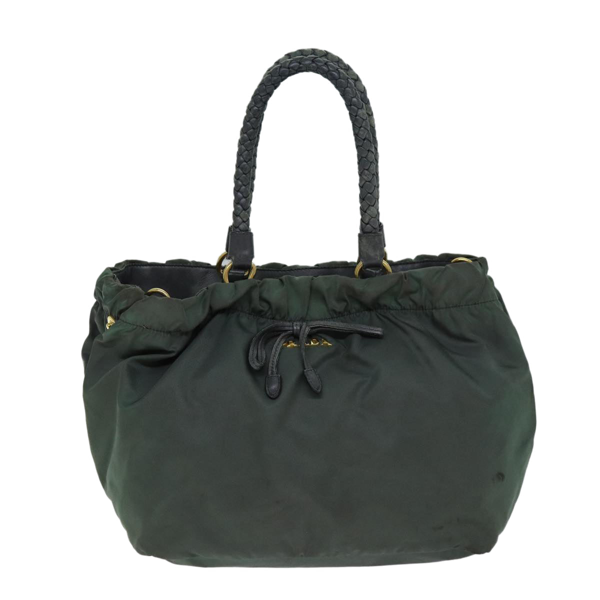 PRADA Hand Bag Nylon 2way Khaki Auth 77763