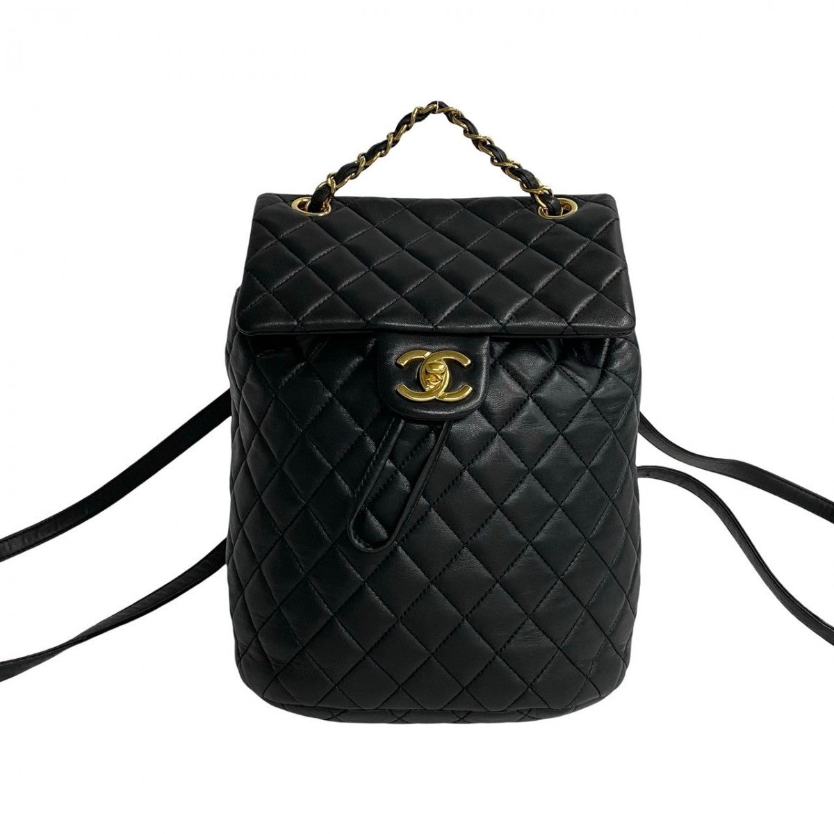 CHANEL Backpack lambskin black COCO Mark Matrasse Women