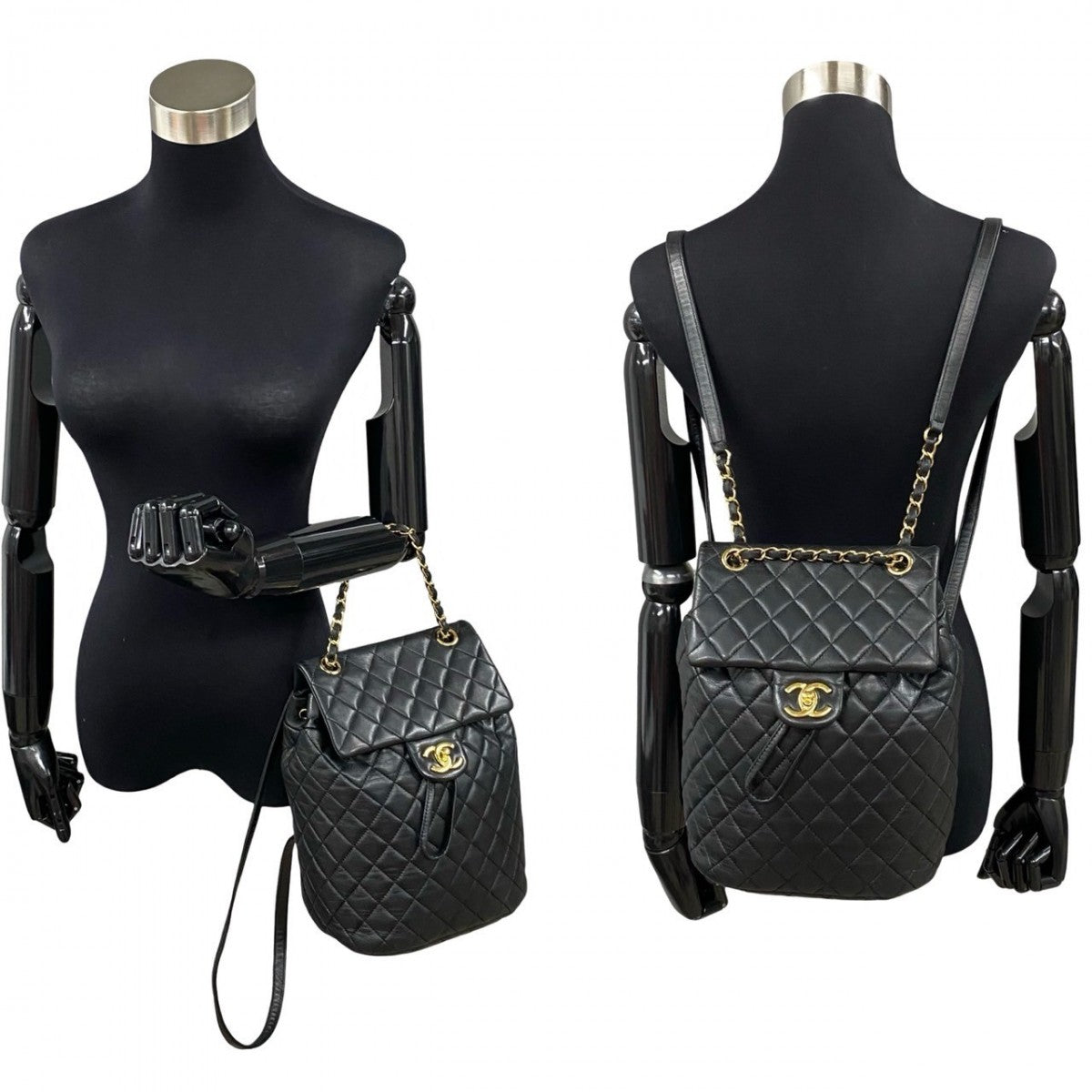 CHANEL Backpack lambskin black COCO Mark Matrasse Women