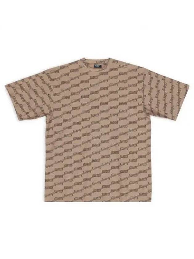 Luxury Balenciaga Trending 2026 Print Short Sleeve T-Shirt Beige