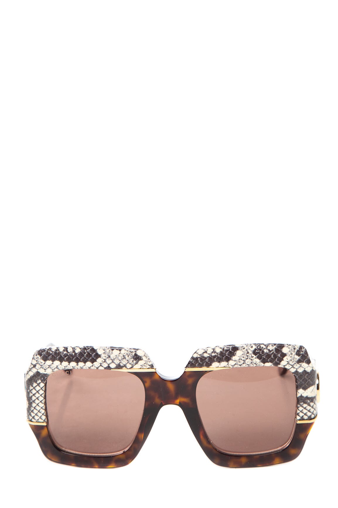Gucci Tortoise with Python Detail Square Sunglasses