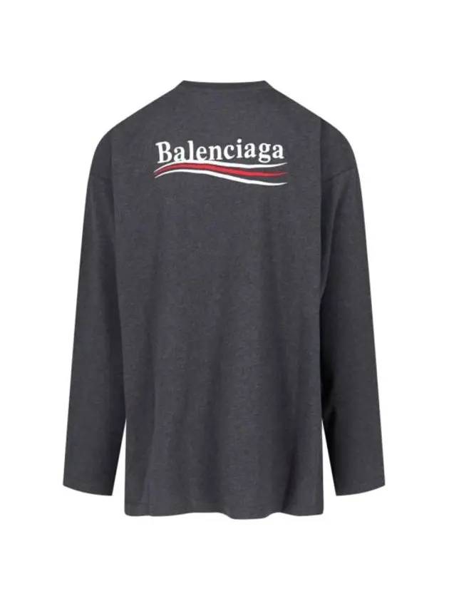 Luxury Balenciaga Trending 2026 Embroidered Logo Cotton Long Sleeve T-Shirt Grey