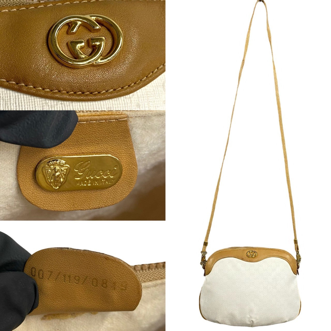 GUCCI Shoulder Bag Leather, PVC Brown Micro GG Women