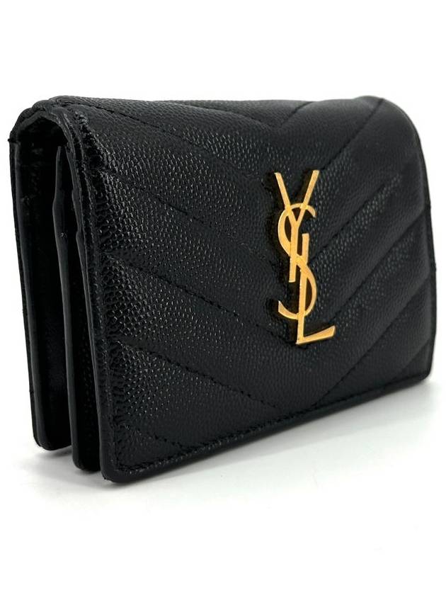 Luxury Saint Laurent Trending 2025 Monogram gold flap card wallet 530841