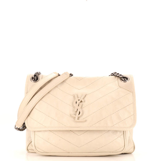 Luxury Saint Laurent Trending 2025 Niki Chain Flap Bag Matelasse Chevron Leather Medium