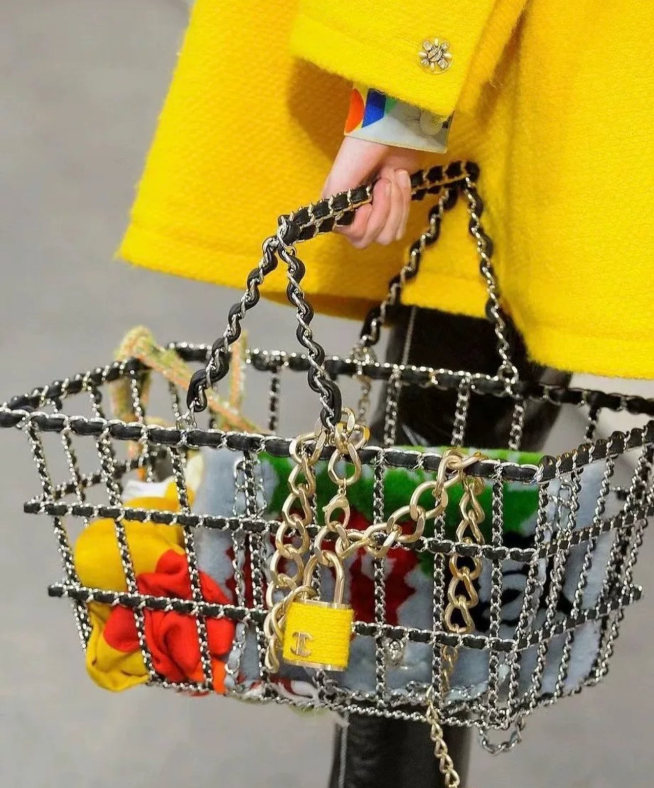 Rare Chanel Medium Shopping Basket Bag  Fall/Winter 2014 Runway Collection
