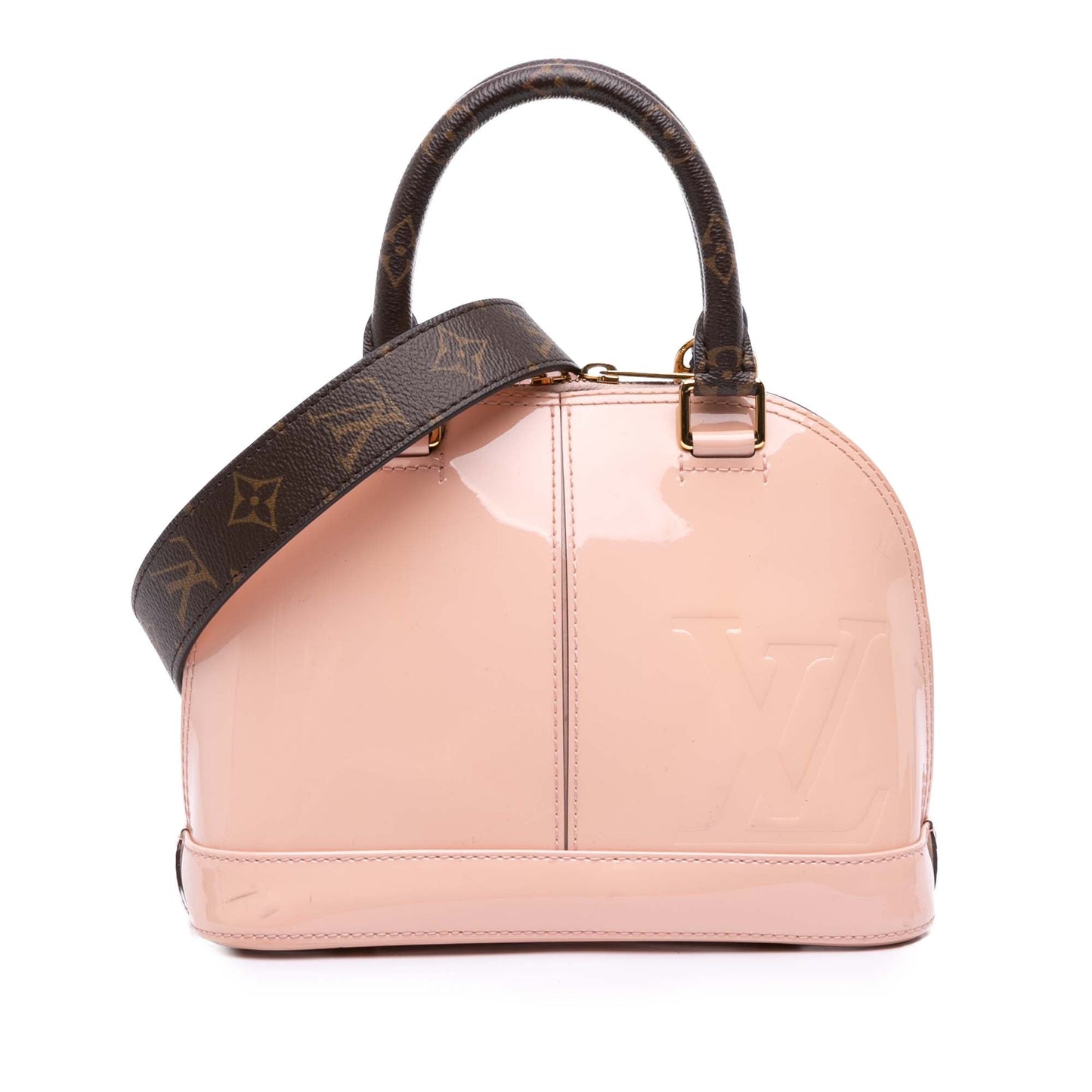 Pink Louis Vuitton Vernis Miroir Alma BB Satchel