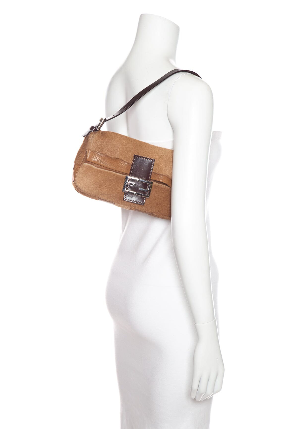 Fendi Brown Fur and Leather Baguette