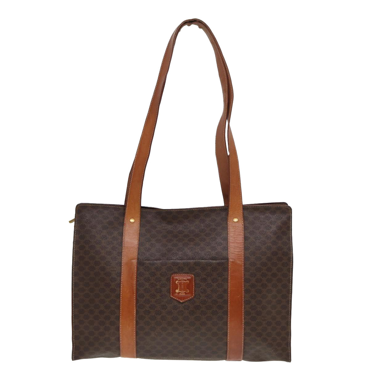 Luxury CELINE Macadam Canvas Tote Bag PVC Leather Brown  78272